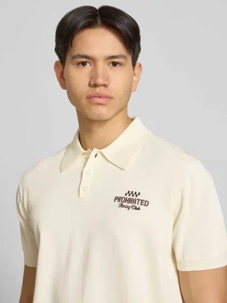 Koszulka polo o kroju regular fit z wyhaftowanym logo model Speedtrap' Prohibited białe