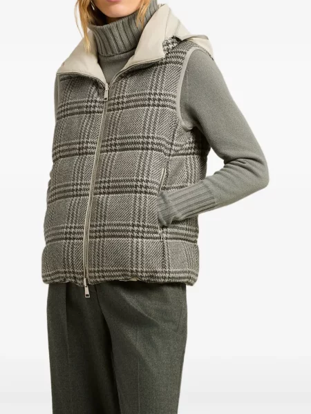 Reversibil vestă Kiton în carouri gri