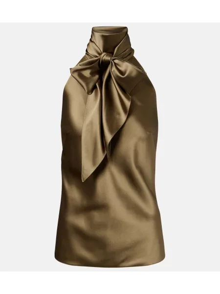Top Ralph Lauren Collection din satin cu legături verde