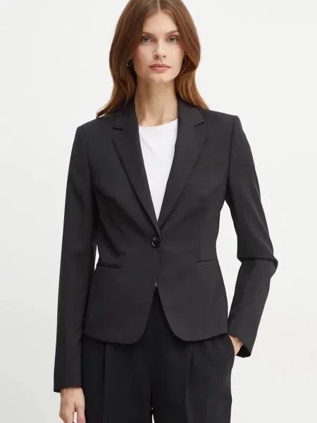 Вълнено сако BOSS Jarua черно