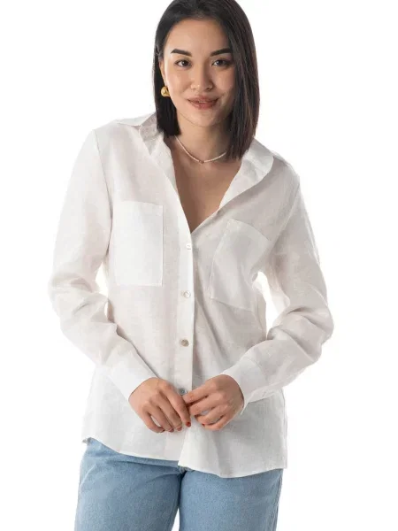 Легкая однотонная рубашка біла