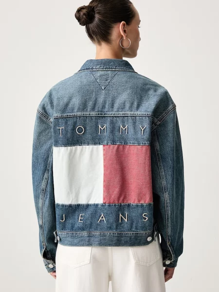 Tommy Jeans jachetă de damă din denim albastru