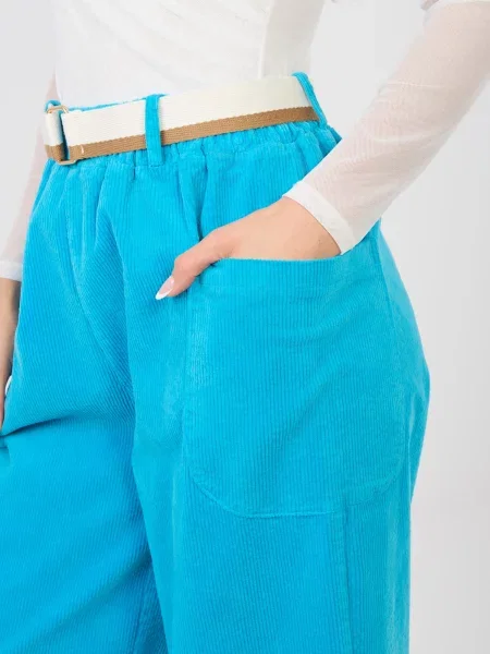 Pantaloni Rue Paris de catifea alb