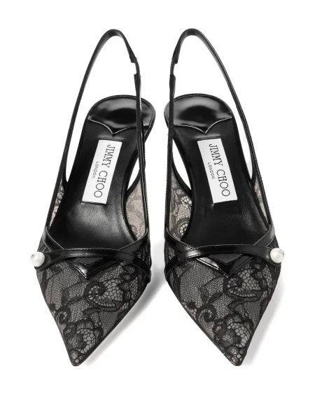 Pantofi cu toc Jimmy Choo din dantelă negru