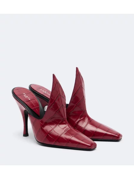Papuci tip mules Alaïa din piele roșu