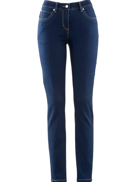 Dżinsy o kroju slim fit mid waist z dużą zawartością stretchu niebieskie