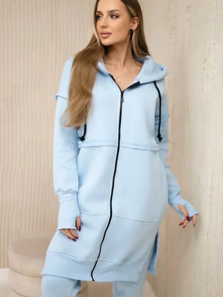 Długa bluza Kesi ocieplana niebieska