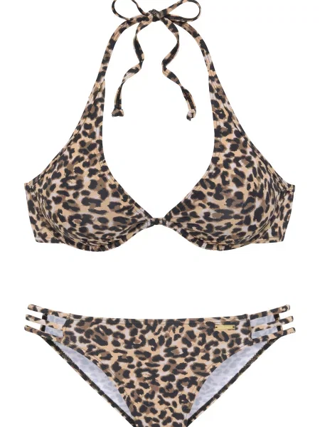 BRUNO BANANI Costum de baie două piese ecru / nisipiu / maro negru