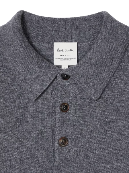 Lung tricou polo Paul Smith din cașmir gri
