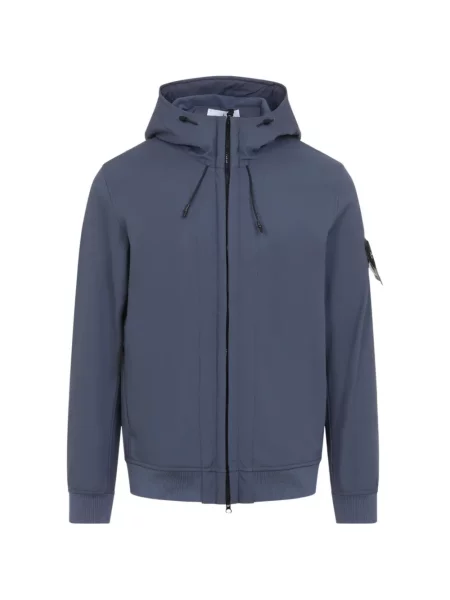 Geacă Stone Island cu glugă cu strasuri albastru