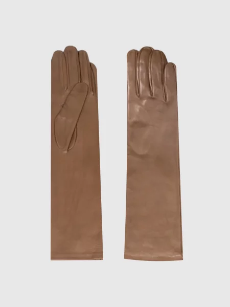 Шкіряні подовжені рукавички кольору Babe Pay Pls коричневого