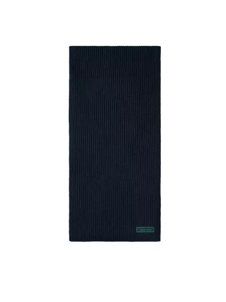 Calvin Klein Šal Patch Chunky Rib Cotton Scarf tamnoplava