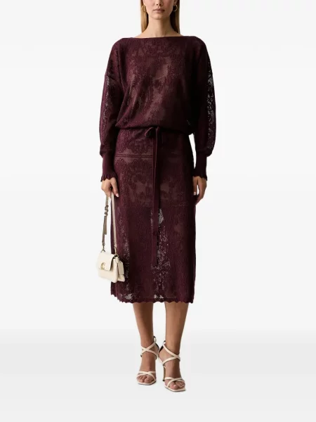 Rochie midi Twinset tricotate cu cordon violet