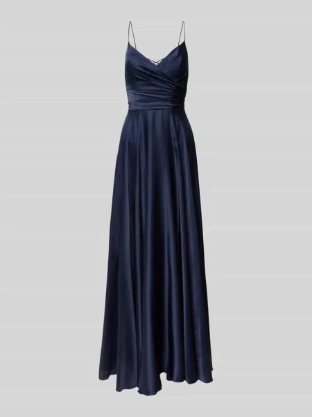 Sukienka wieczorowa z satyny z wiązaniem z tyłu Hey Kyla granatowa