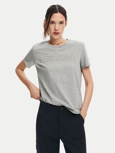 Тениска Desigual BRANDY сиво