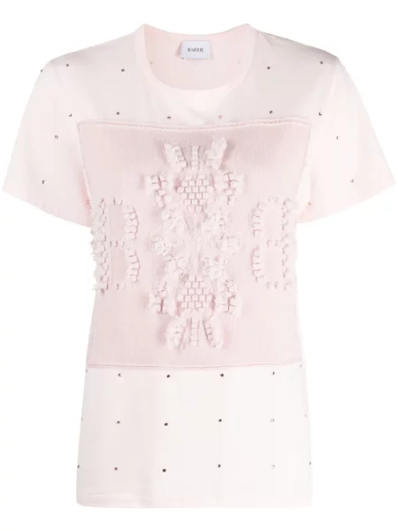Tricou Barrie cu broderie roz