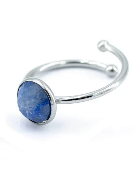 Sergio Engel Gyűrűk Beach Ring 01 Edelstahlring mit Naturstein-Cabouchon' kék