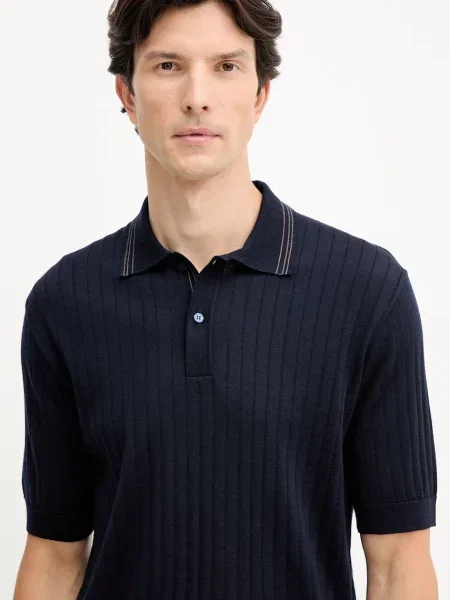 Вовняне поло Paul&Shark Knitwear однотонна синій