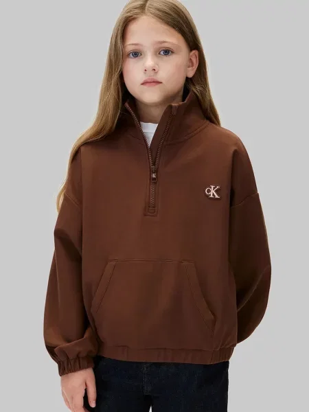 Calvin Klein Jeans hanorac pentru copii cu vâscoză maro