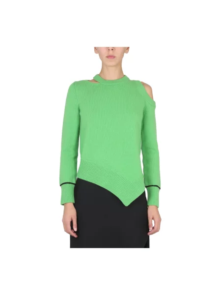 Sweter Alexander Mcqueen wełniany asymetryczny zielony