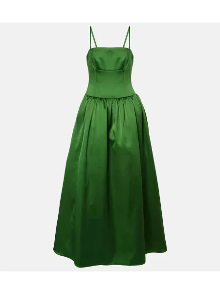 Satynowa maksi sukienka maxi Self-portrait garniturowa zielona