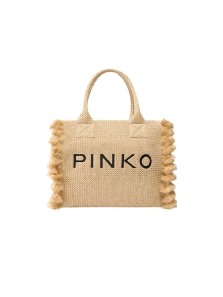 Shopperka Pinko pleciona beżowa