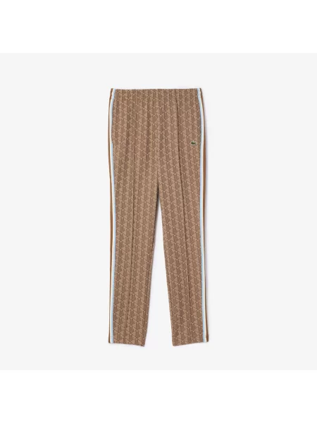 Lacoste Spodnie Dresowe Paris Monogram Jacquard brązowe