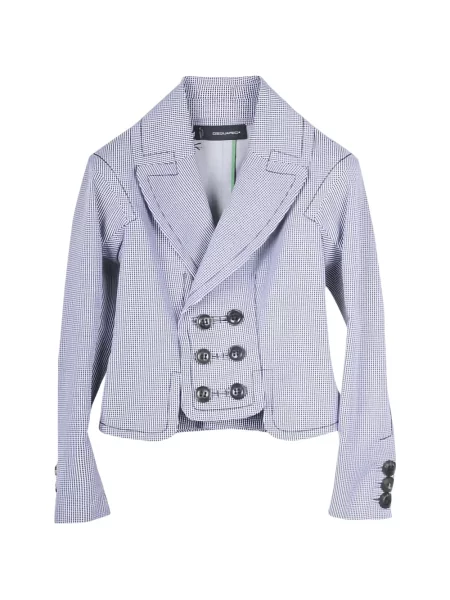 Sacou Dsquared2 cu model pepito cu două rânduri de nasturi alb