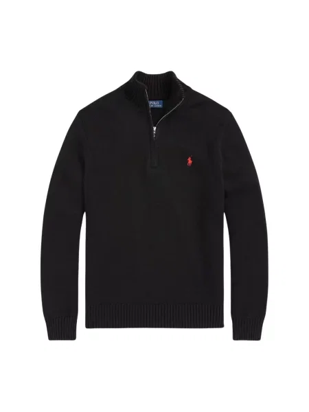 Sweter Ralph Lauren z kołnierzem z długim rękawem czarny