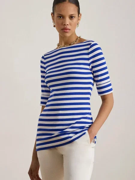 Tričko s dlhým rukávom Lauren Ralph Lauren modrá