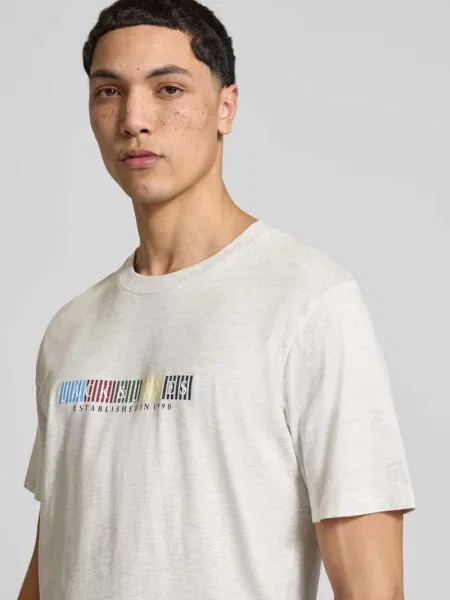 T-shirt z bawełny ekologicznej model NANTUCKET' Jack & Jones biała