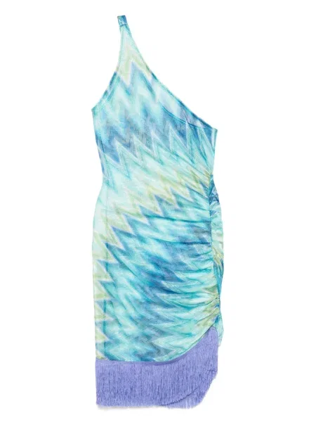 Rochie Missoni cu un umăr gol de costum albastru