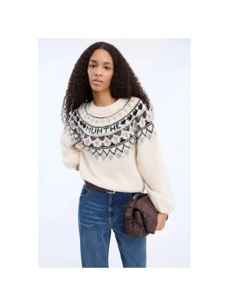 Dzianinowy sweter Munthe beżowy