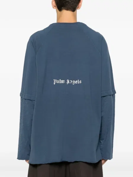 Tricou Palm Angels cu imagine albastru