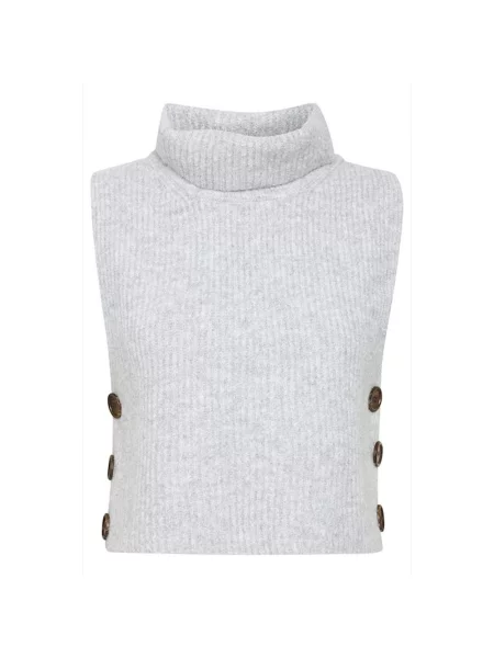 Krótki sweter Cream w kolorze melanż biały