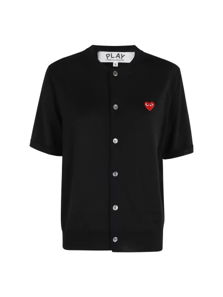 Kardigan Comme Des Garcons Play wełniany z krótkim rękawem czarny