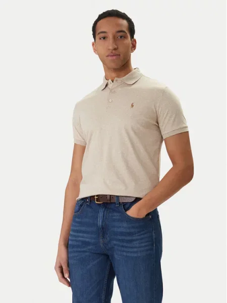 Koszulka polo Regular Fit z czystej bawełny Polo Ralph Lauren beżowa