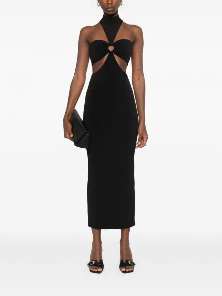 Rochie midi Nissa până la genunchi de costum negru