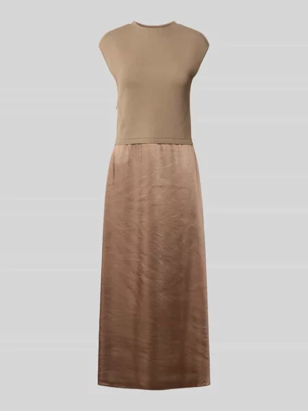 Sukienka z dzianiny taliowana ze spódnicą z satyny model ‘FERDOLINI’ Boss