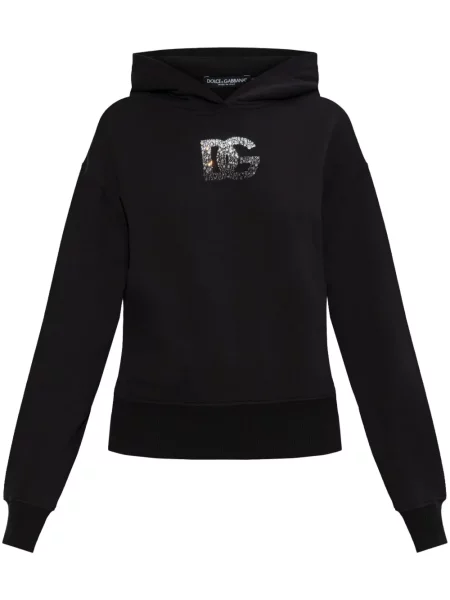 Hanorac cu glugă Dolce & Gabbana cu aplicații negru