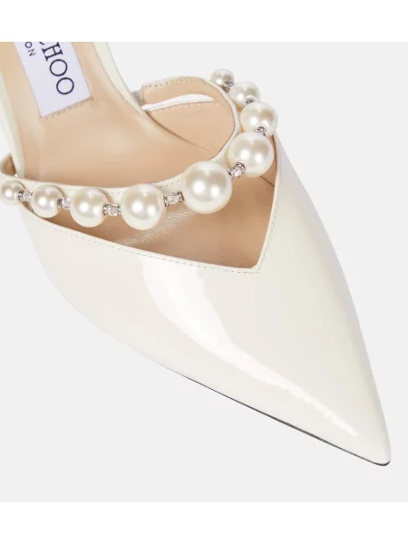 Pantofi cu toc Jimmy Choo din piele de lac alb