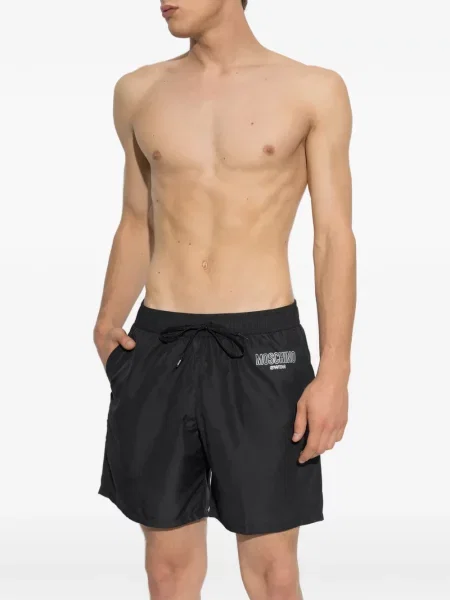 Kąpielówki Moschino z nadrukiem ze sznurkiem czarne
