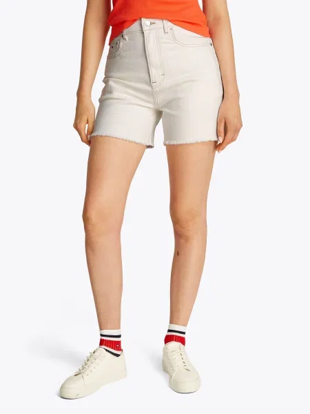 Tommy Jeans Kratke traperice Écru Mom Fit bijela