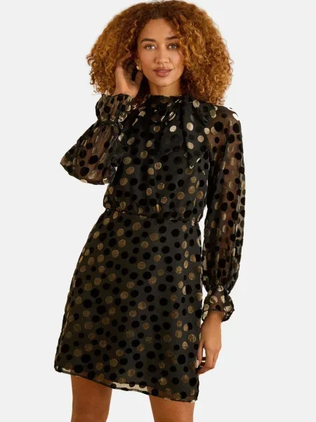 Love & roses Obleka zlata črna