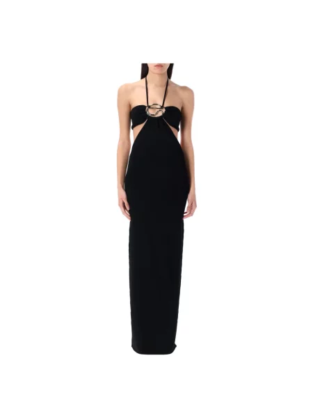 Dzianinowa sukienka maxi Coperni z dekoltem halter czarna