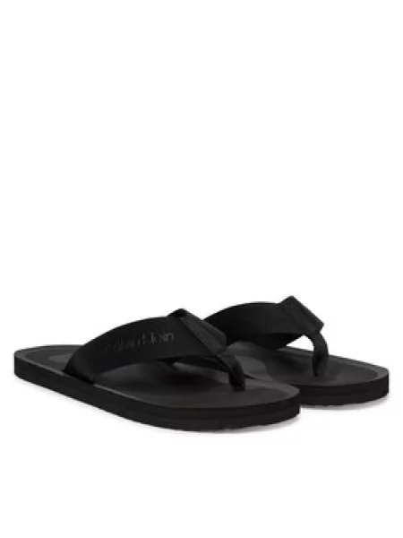 Calvin Klein Šlepetės per pirštą Logo Webbing Strap juoda