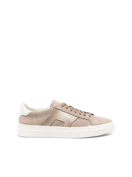 Sneakersy Santoni skórzane na sprzączkę brązowe