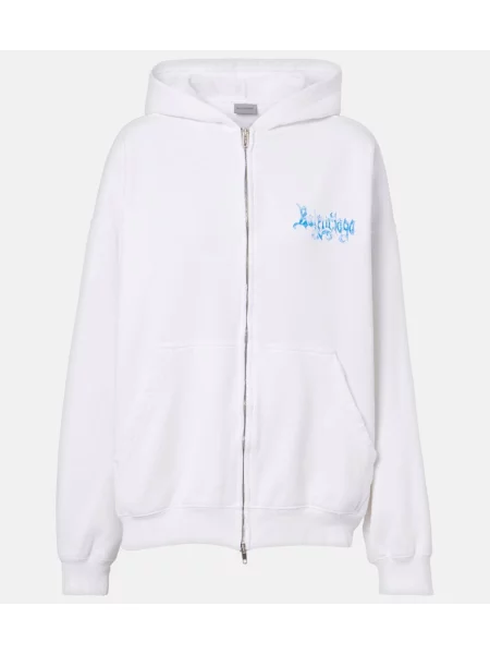 Hanorac cu glugă Balenciaga din jerseu cu autograf alb