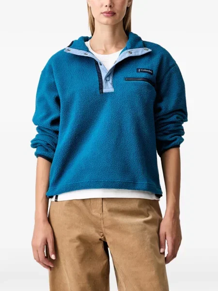 Pulover Columbia Sportswear din fleece cu cordon albastru