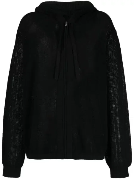 Плетен суичър с качулка Laneus черно